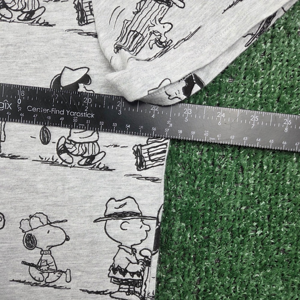 Peanuts Mens Golf Polo Shirt XL Gray Charlie Brown Snoopy Lucy All Over Print - Picture 6 of 7